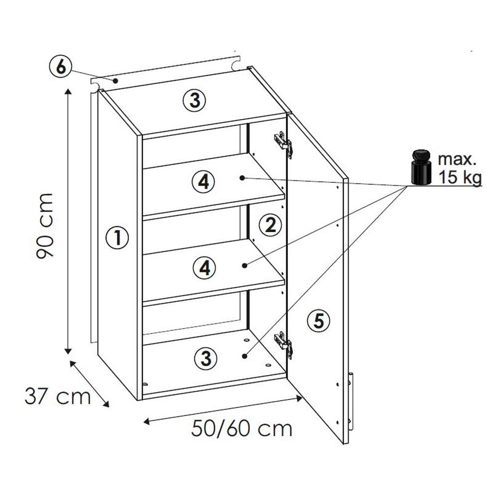 Kuchynská Horní Skřiňka Riva Dekor Dub San Remo, 60cm