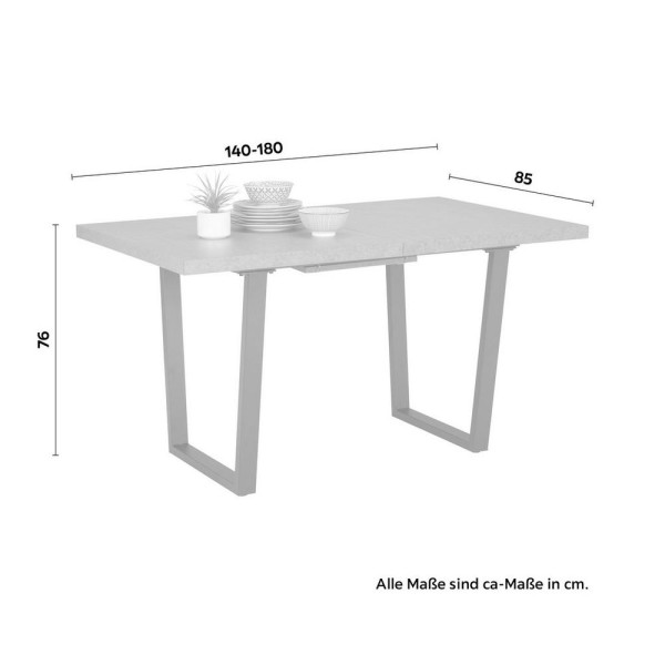 Rozkladací Jídelní Stůl Nils, 140-180x85cm, Tmavě Šedý